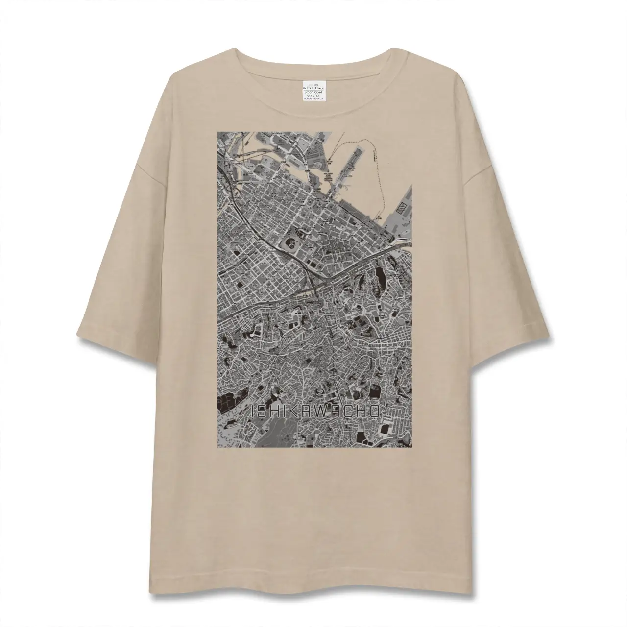 【石川町（神奈川県）】地図柄ビッグシルエットTシャツ