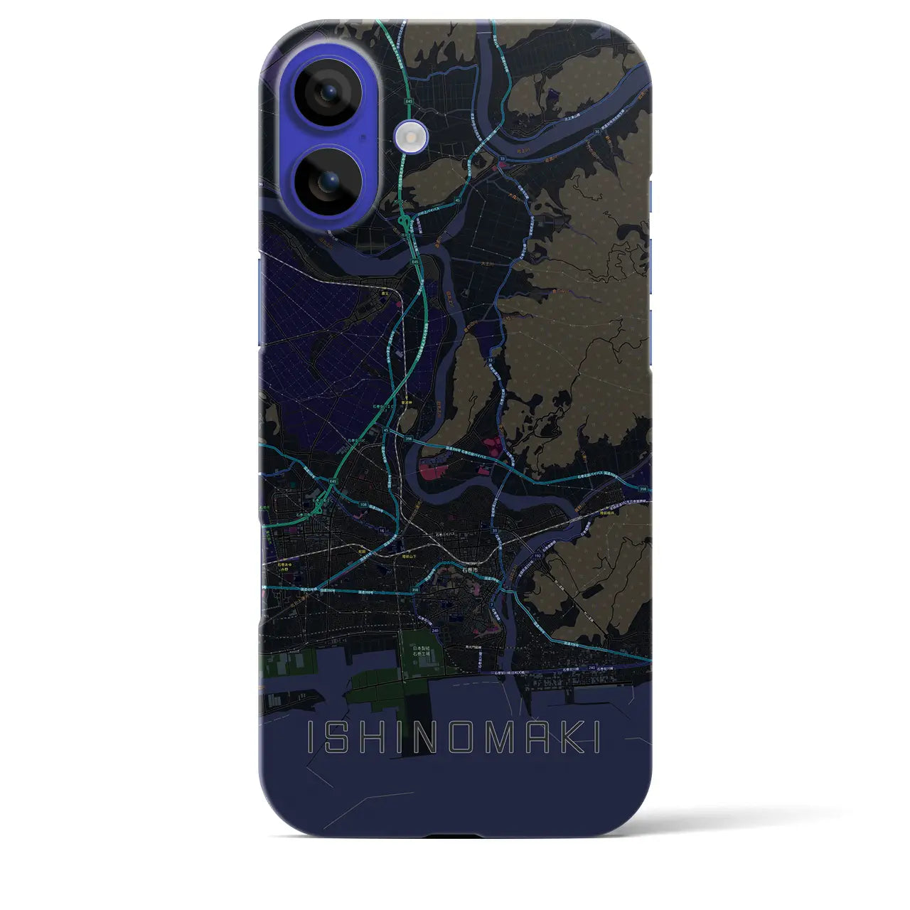 【石巻（宮城県）】地図柄iPhoneケース（バックカバータイプ）