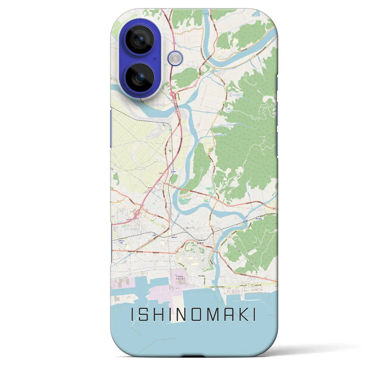 【石巻（宮城県）】地図柄iPhoneケース（バックカバータイプ）ナチュラル・iPhone 16 Pro Max 用