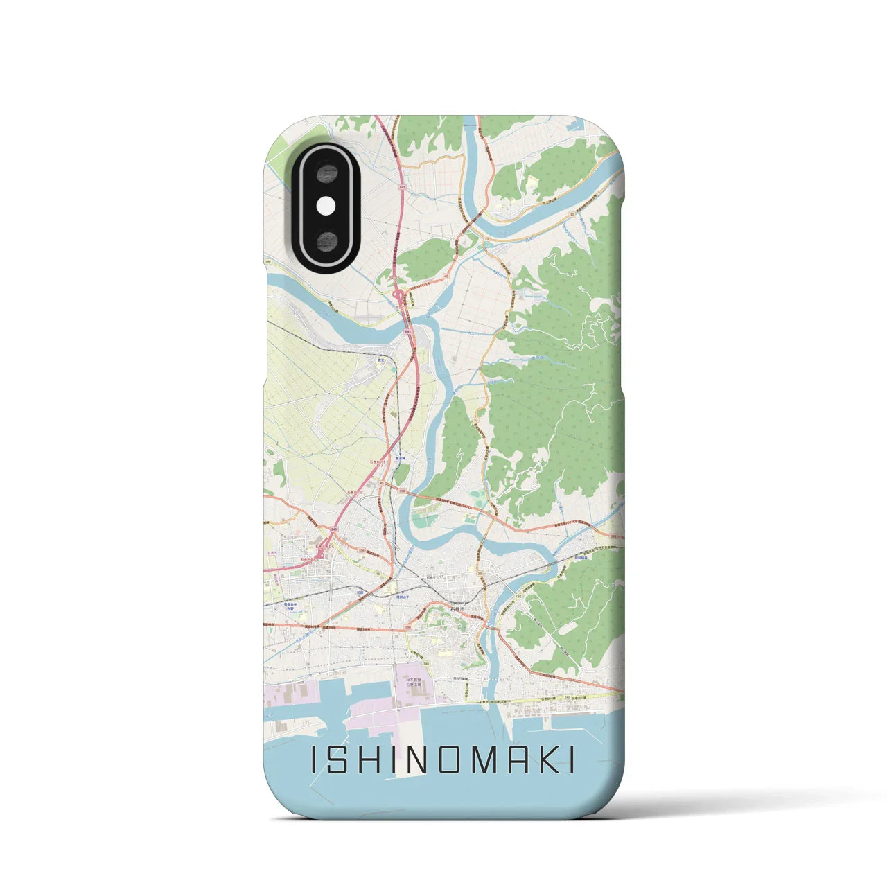 【石巻（宮城県）】地図柄iPhoneケース（バックカバータイプ）