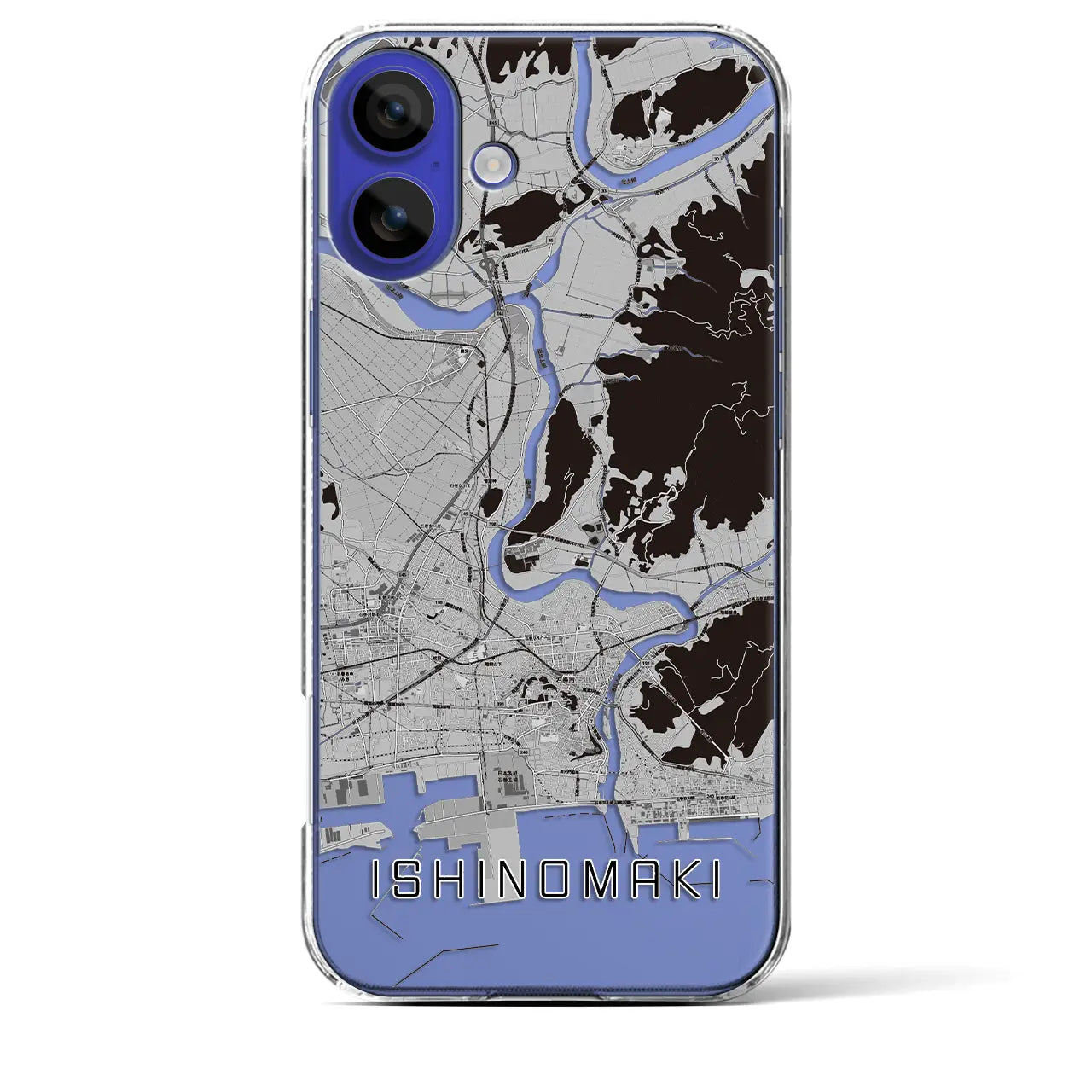 【石巻（宮城県）】地図柄iPhoneケース（クリアタイプ）モノトーン・iPhone 16 Pro Max 用