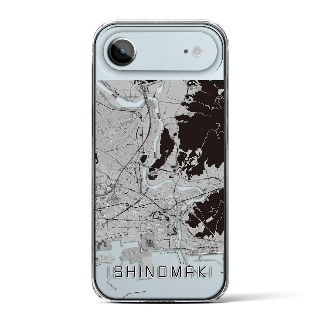 【石巻(宮城県)】地図柄iPhoneケース(クリアタイプ)モノトーン・iPhone 17 Pro Max 用