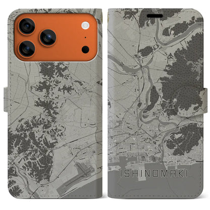 【石巻（宮城県）】地図柄iPhoneケース（手帳タイプ）