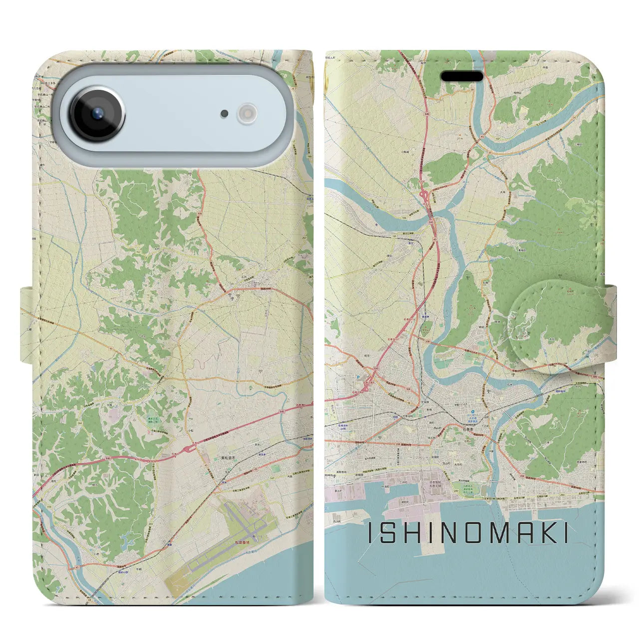 【石巻（宮城県）】地図柄iPhoneケース（手帳タイプ）