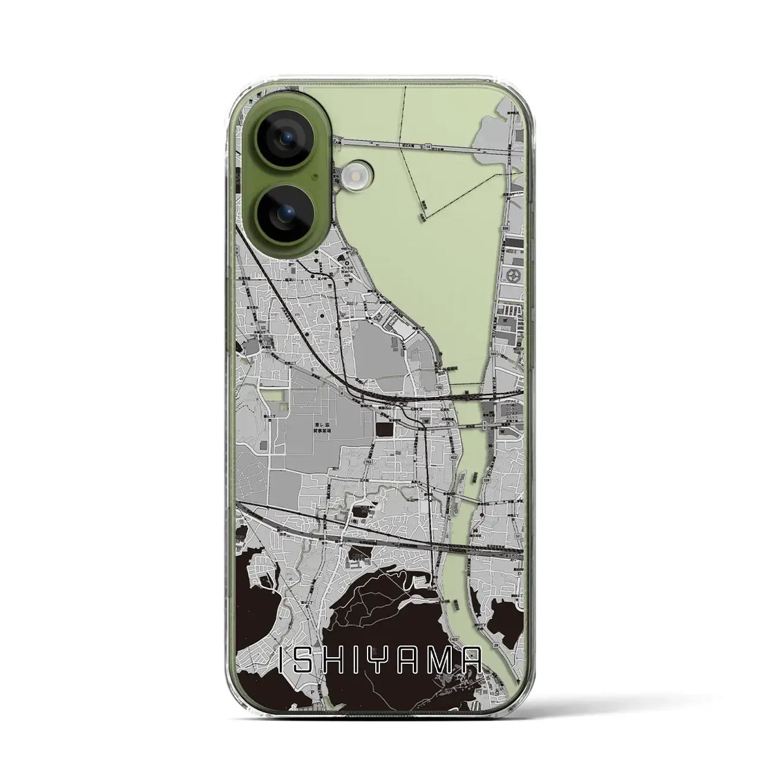 【石山（滋賀県）】地図柄iPhoneケース（クリアタイプ）モノトーン・iPhone 17 Pro Max 用
