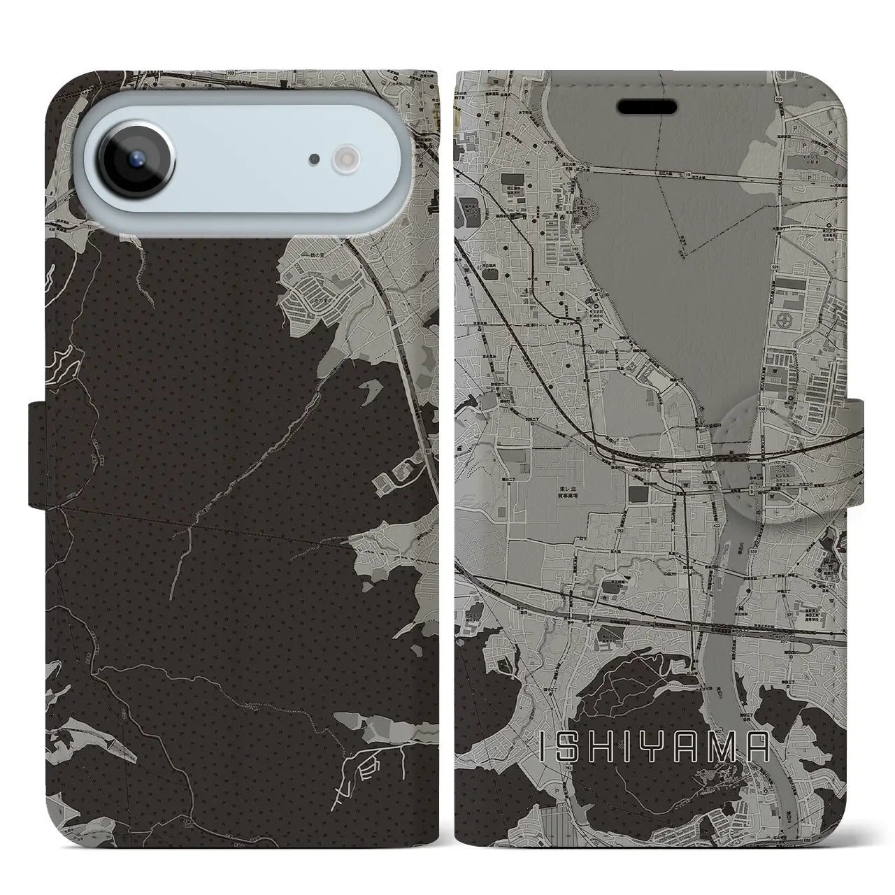 【石山（滋賀県）】地図柄iPhoneケース（手帳タイプ）