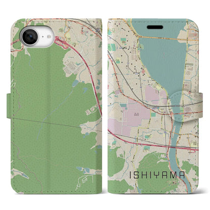 【石山（滋賀県）】地図柄iPhoneケース（手帳タイプ）