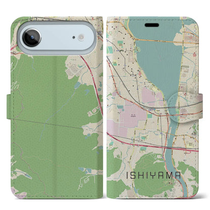 【石山（滋賀県）】地図柄iPhoneケース（手帳タイプ）