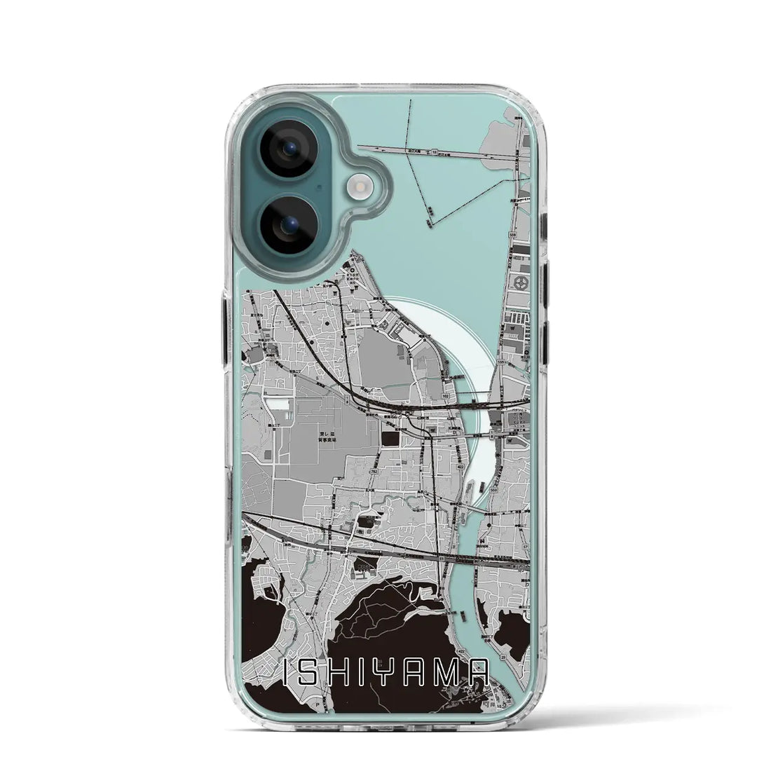 【石山（滋賀県）】地図柄iPhoneケース（MagSafeタイプ）モノトーン・iPhone 16 Pro 用
