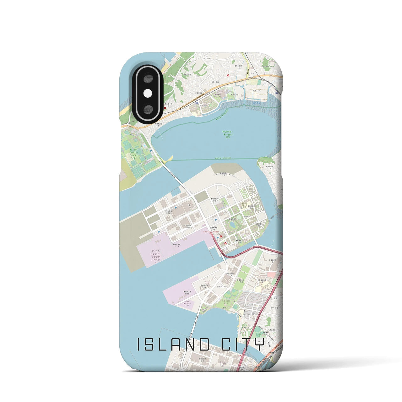【アイランドシティ（福岡県）】地図柄iPhoneケース（バックカバータイプ）