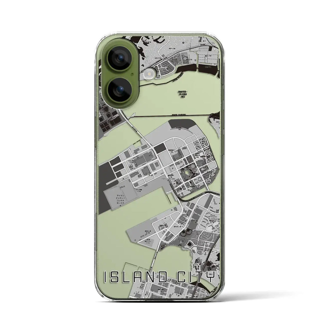 【アイランドシティ（福岡県）】地図柄iPhoneケース（クリアタイプ）モノトーン・iPhone 17 Pro Max 用
