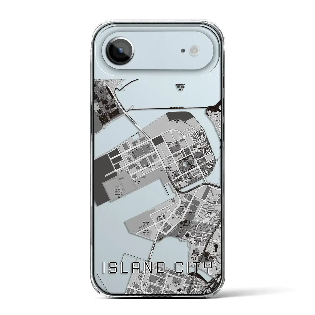 【アイランドシティ（福岡県）】地図柄iPhoneケース（クリアタイプ）