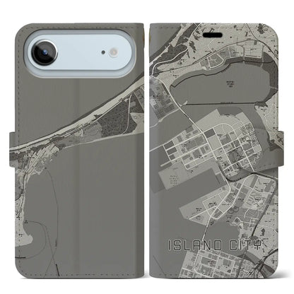 【アイランドシティ（福岡県）】地図柄iPhoneケース（手帳タイプ）