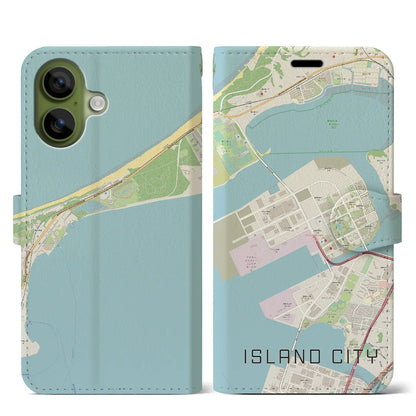 【アイランドシティ（福岡県）】地図柄iPhoneケース（手帳タイプ）