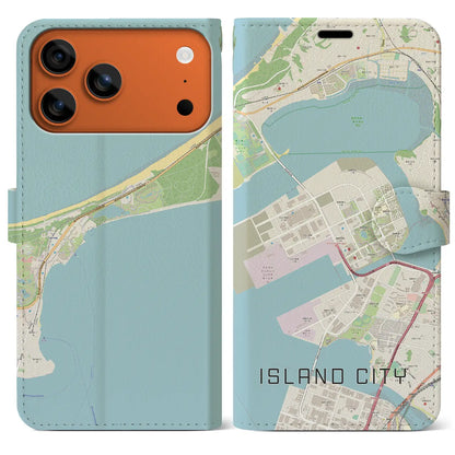 【アイランドシティ（福岡県）】地図柄iPhoneケース（手帳タイプ）
