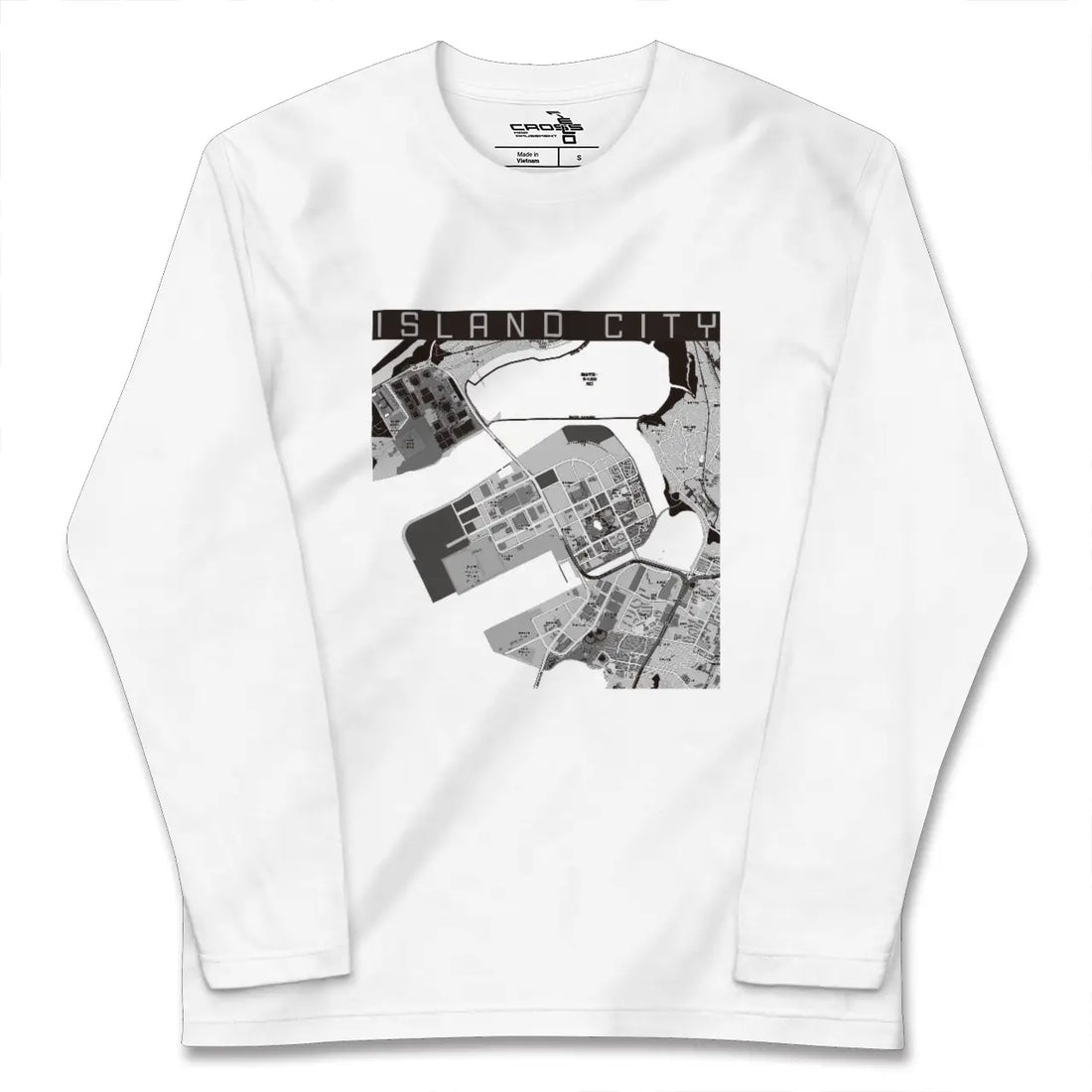 【アイランドシティ（福岡県）】地図柄ロングスリーブTシャツ