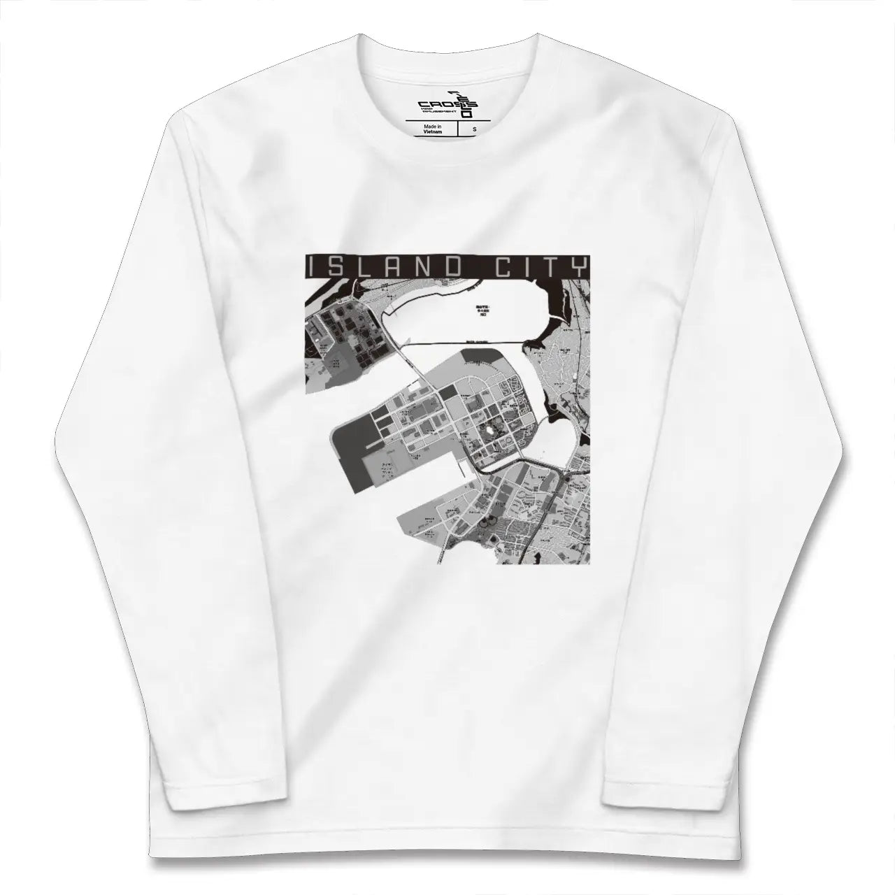 【アイランドシティ（福岡県）】地図柄ロングスリーブTシャツ