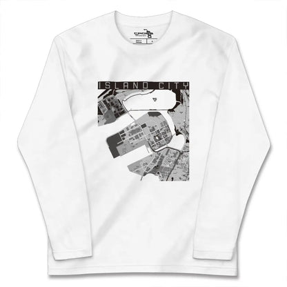 【アイランドシティ（福岡県）】地図柄ロングスリーブTシャツ
