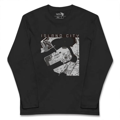 【アイランドシティ（福岡県）】地図柄ロングスリーブTシャツ