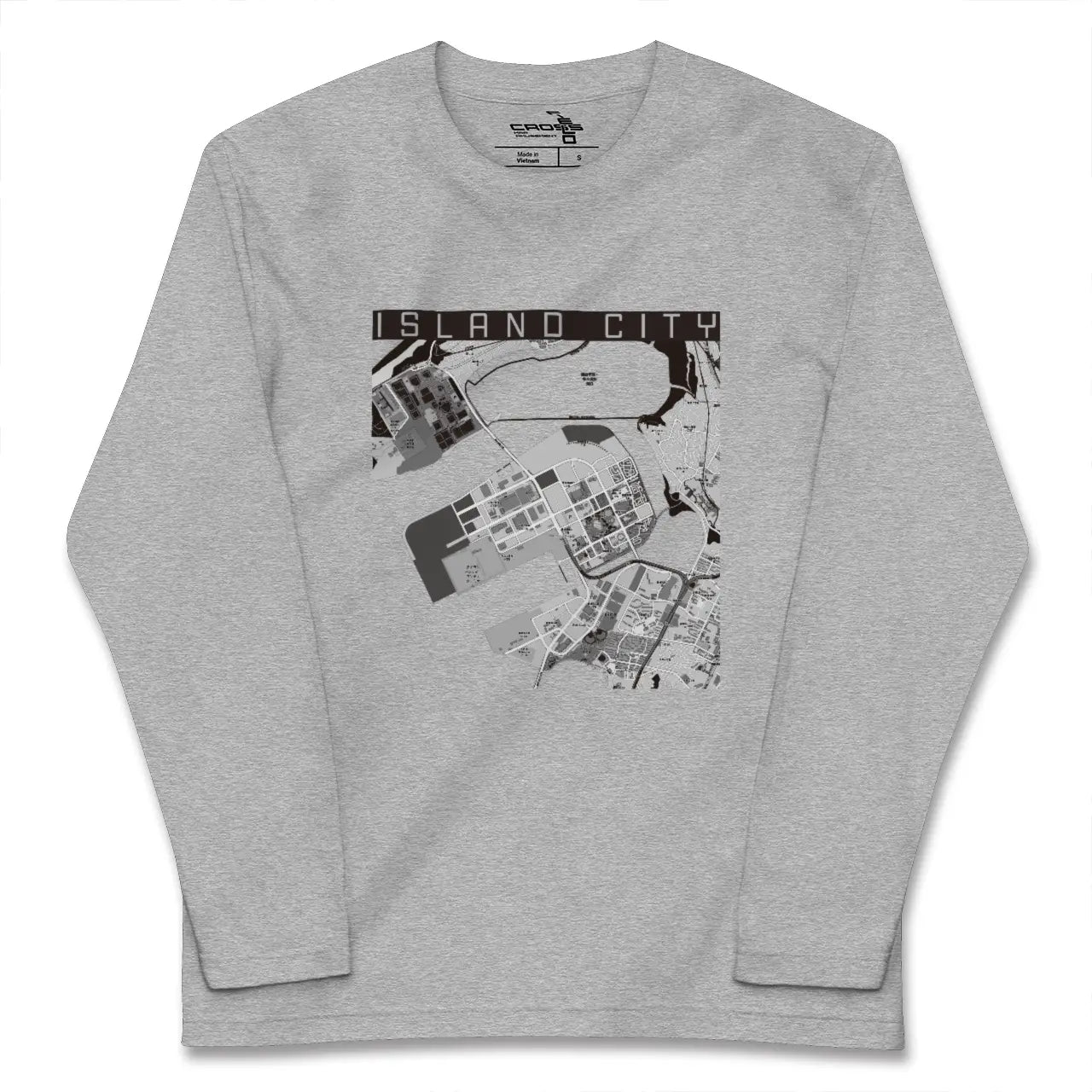 【アイランドシティ（福岡県）】地図柄ロングスリーブTシャツ