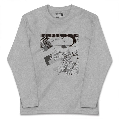 【アイランドシティ（福岡県）】地図柄ロングスリーブTシャツ