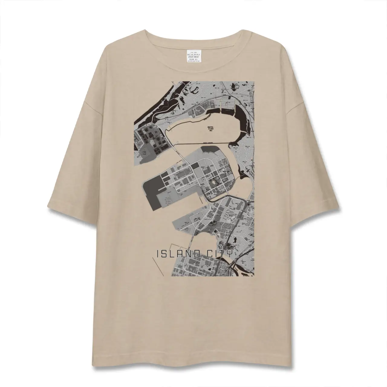 【アイランドシティ（福岡県）】地図柄ビッグシルエットTシャツ