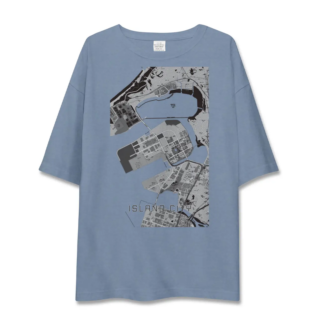 【アイランドシティ（福岡県）】地図柄ビッグシルエットTシャツ