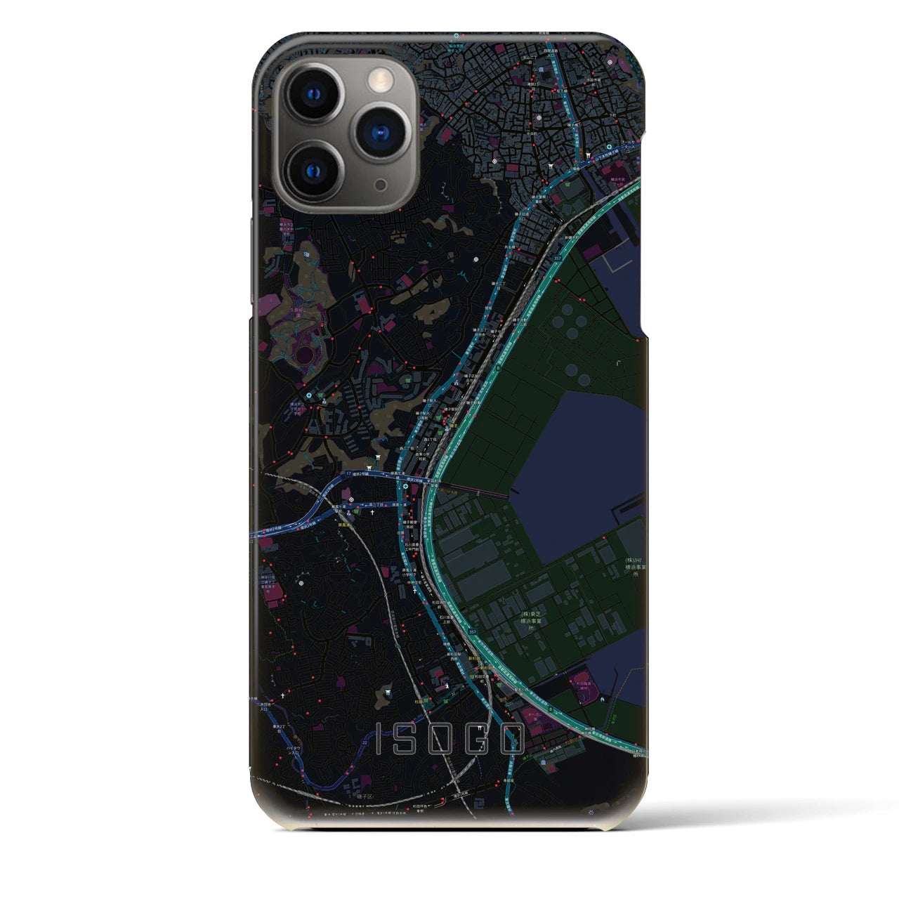 【磯子（神奈川県）】地図柄iPhoneケース（バックカバータイプ）