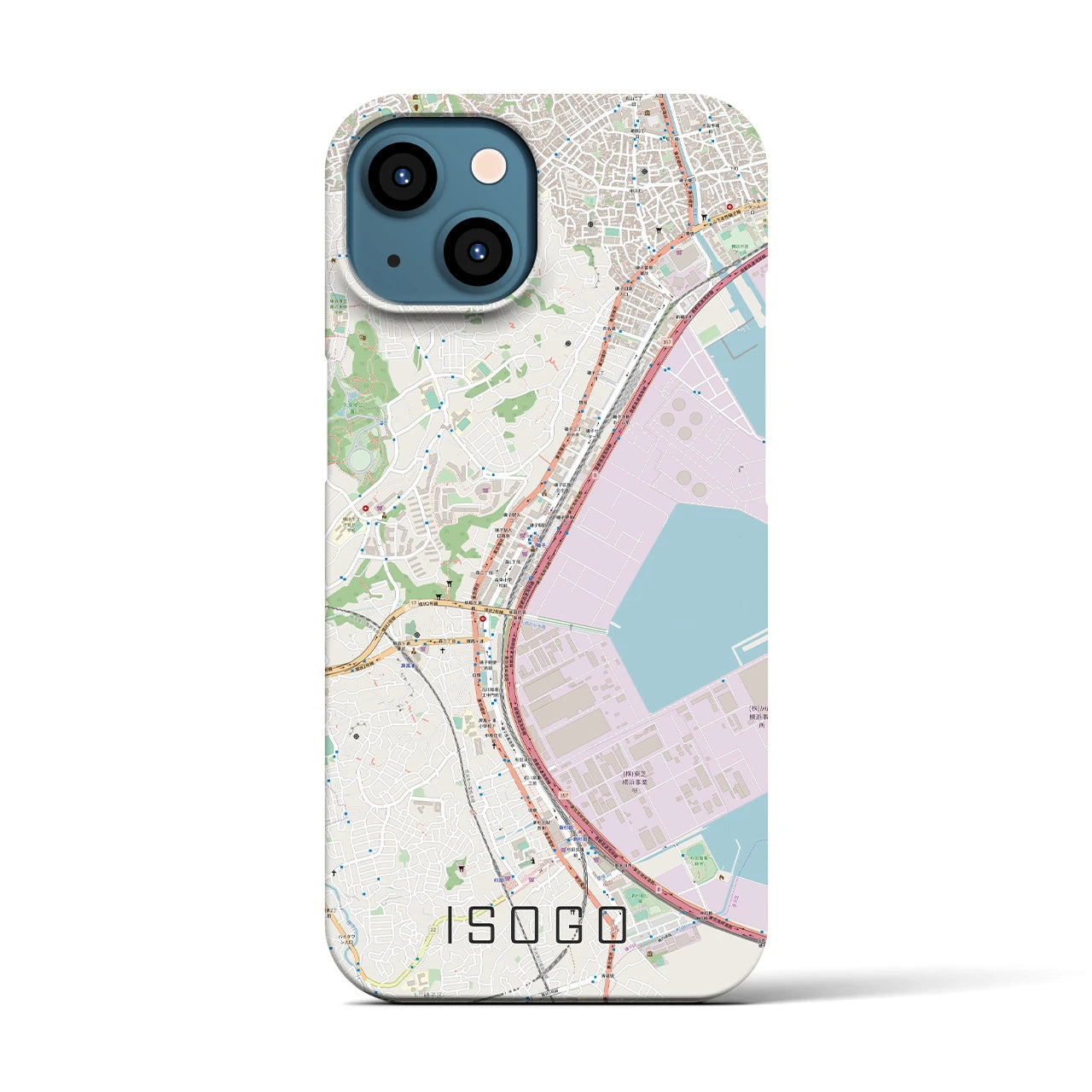 【磯子（神奈川県）】地図柄iPhoneケース（バックカバータイプ）
