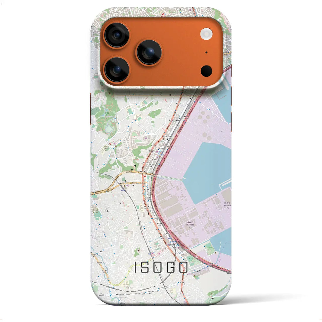 【磯子(神奈川県)】地図柄iPhoneケース(バックカバータイプ)ブラック・iPhone 17 Pro Max 用