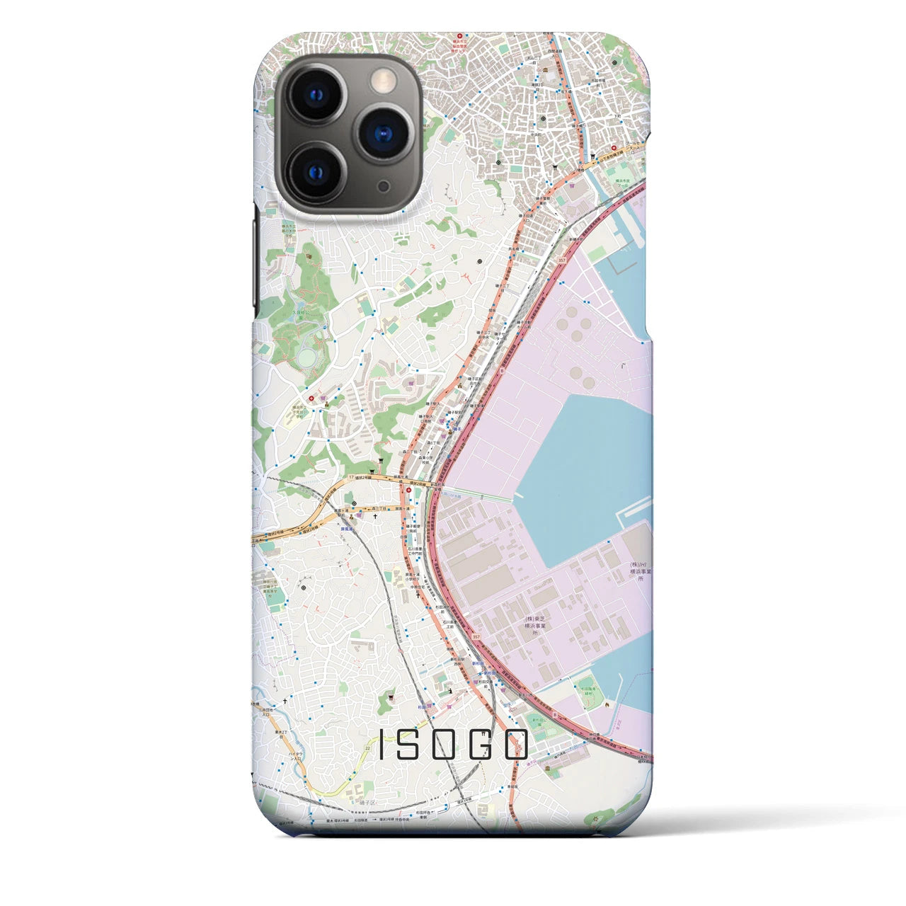 【磯子（神奈川県）】地図柄iPhoneケース（バックカバータイプ）