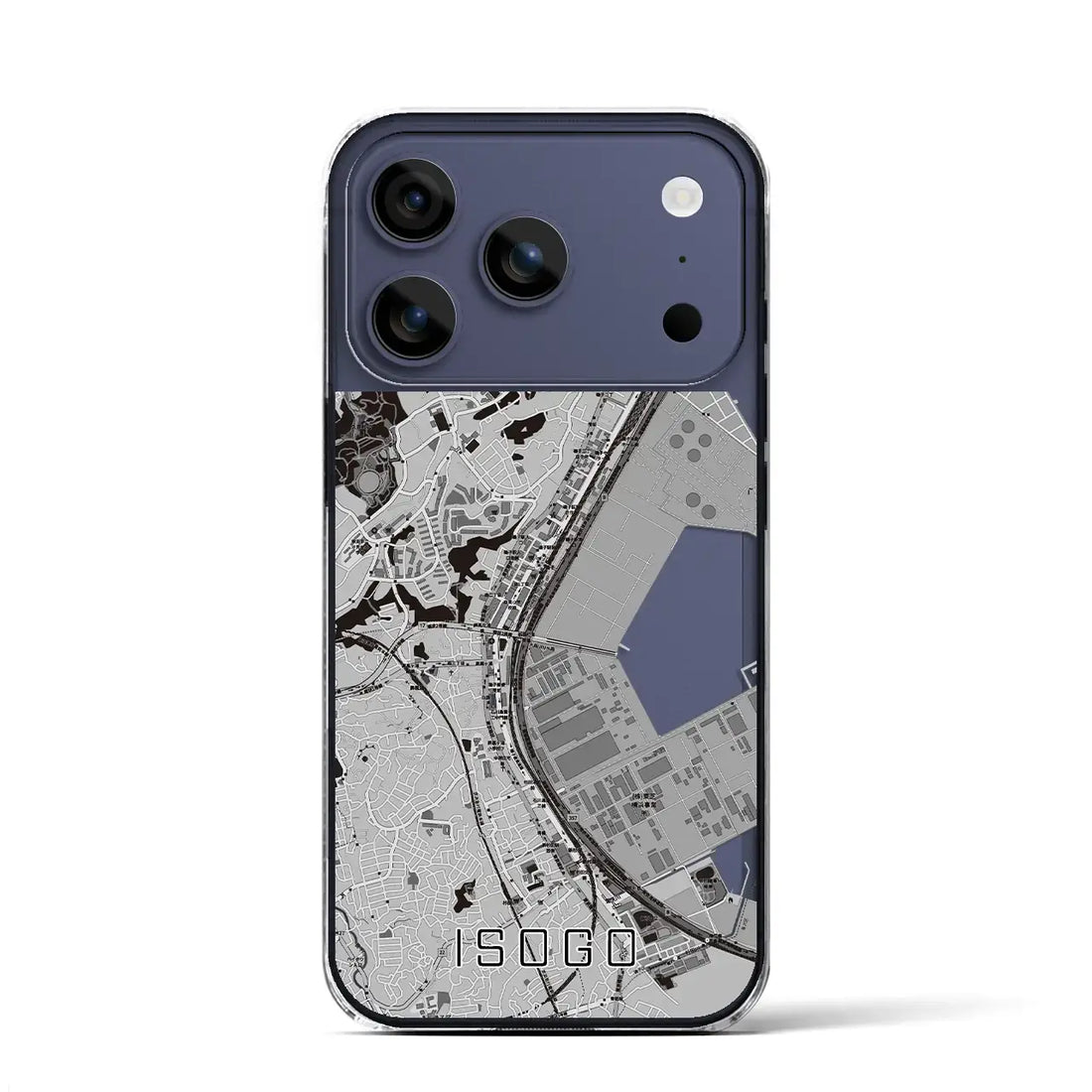 【磯子（神奈川県）】地図柄iPhoneケース（クリアタイプ）モノトーン・iPhone 17 Pro Max 用