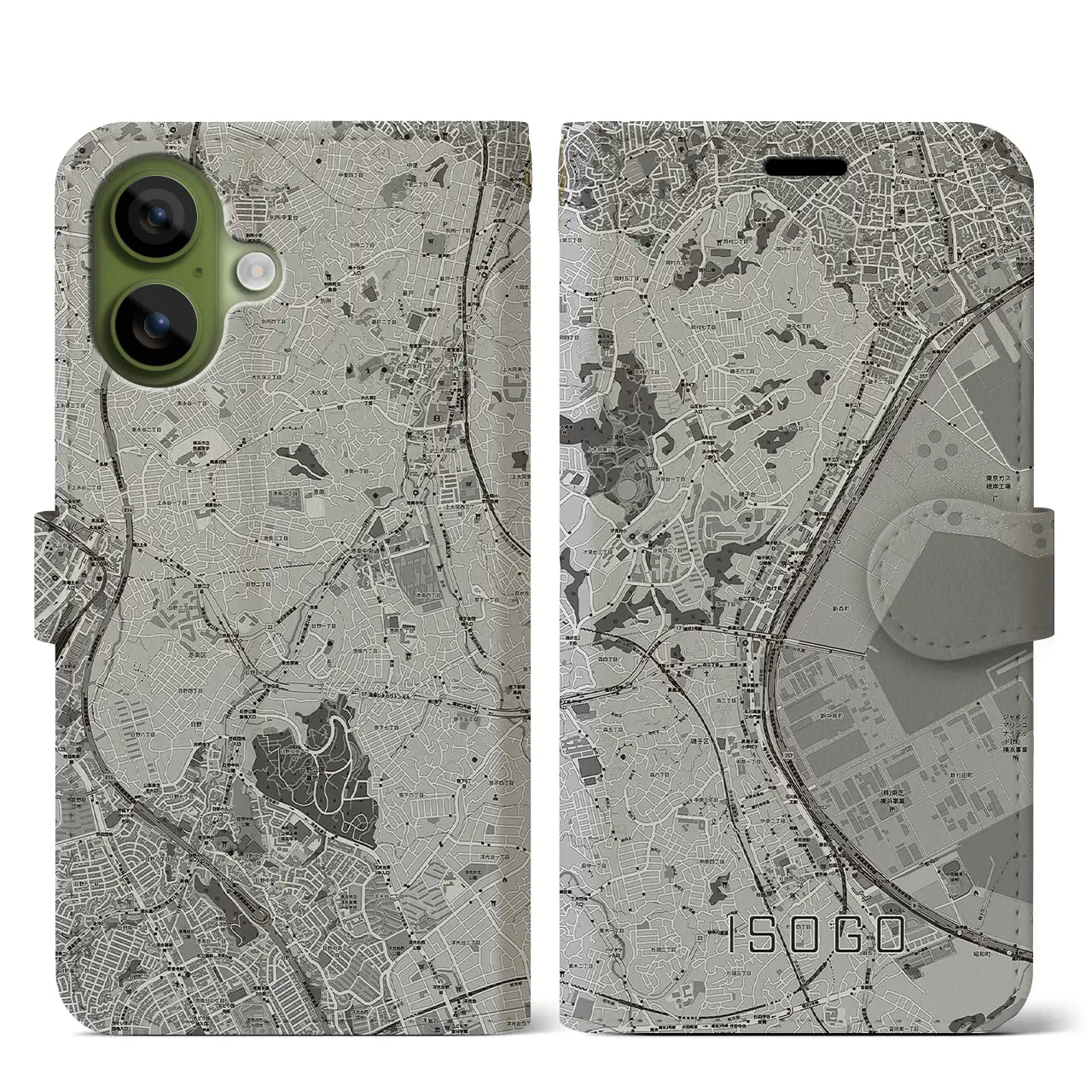 【磯子（神奈川県）】地図柄iPhoneケース（手帳タイプ）