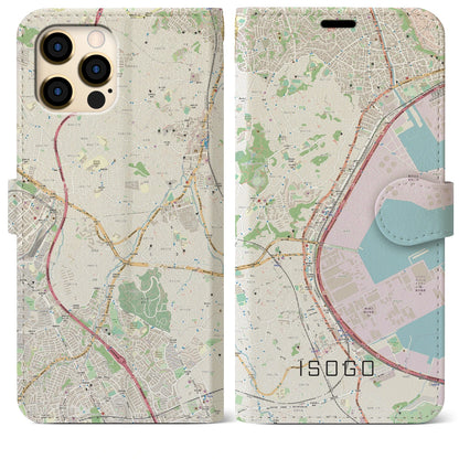 【磯子（神奈川県）】地図柄iPhoneケース（手帳タイプ）ナチュラル・iPhone 12 Pro Max 用
