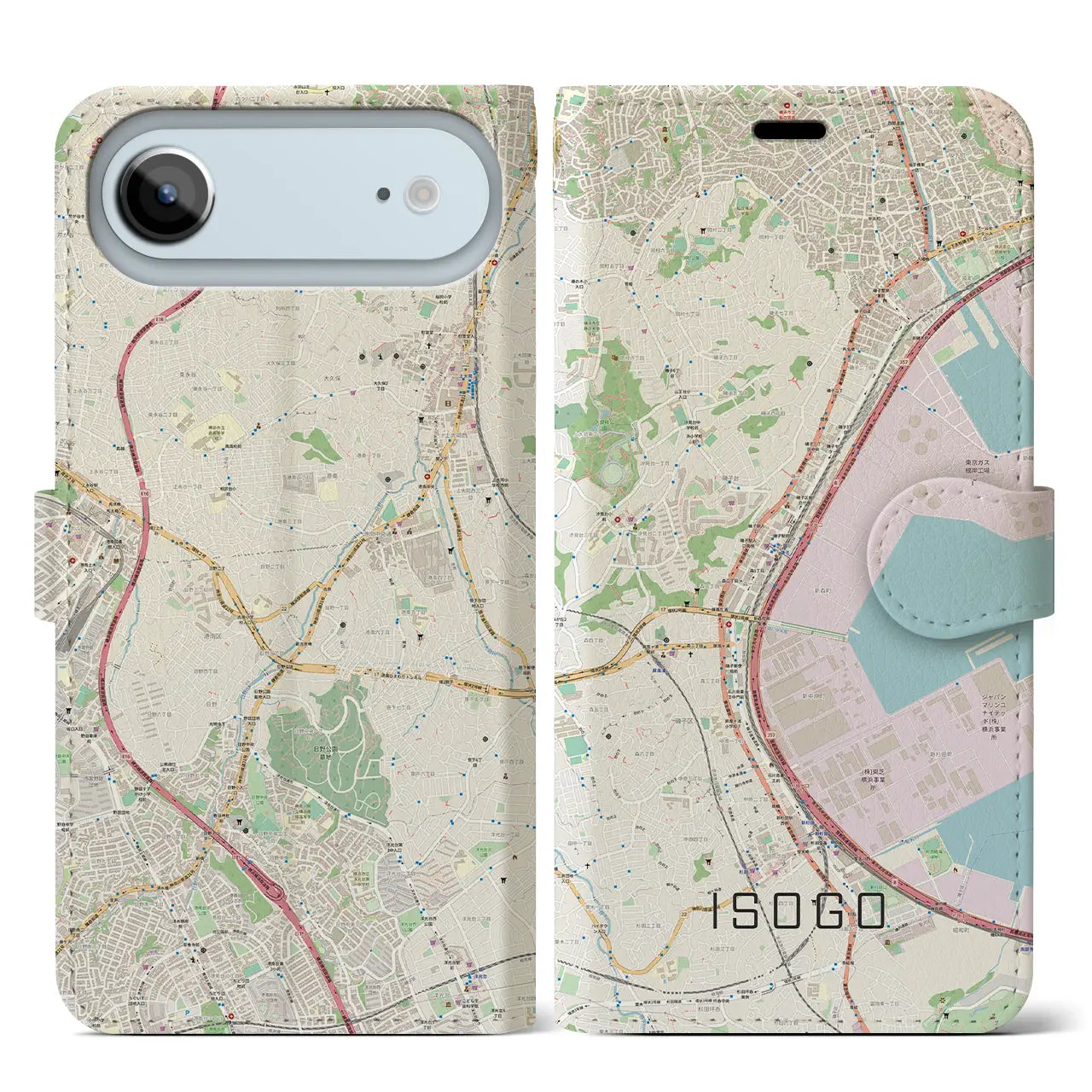 【磯子（神奈川県）】地図柄iPhoneケース（手帳タイプ）