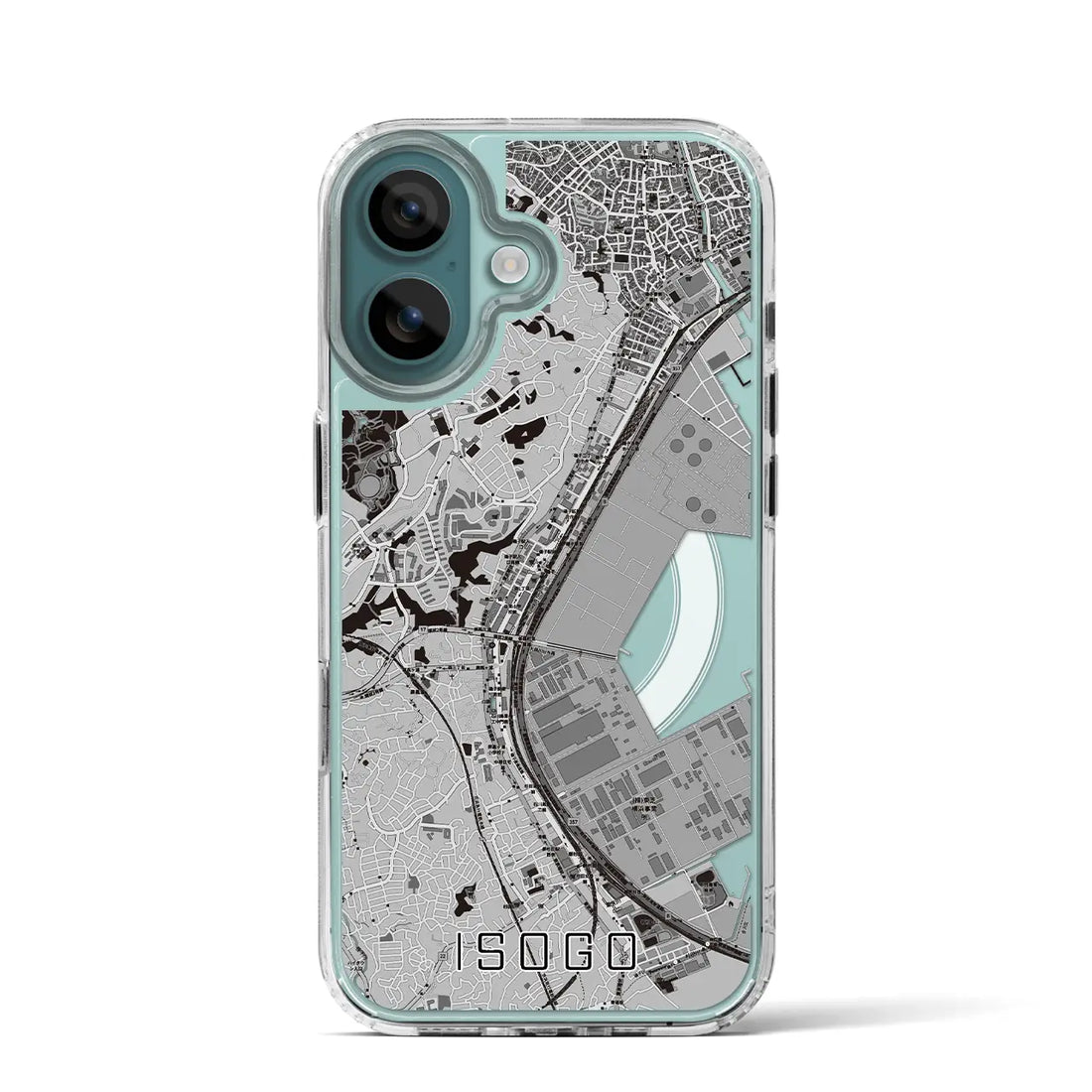 【磯子(神奈川県)】地図柄iPhoneケース(MagSafeタイプ)モノトーン・iPhone 16 Pro 用