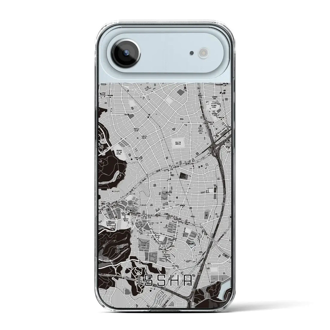 【一社(愛知県)】地図柄iPhoneケース(クリアタイプ)モノトーン・iPhone 17 Pro Max 用