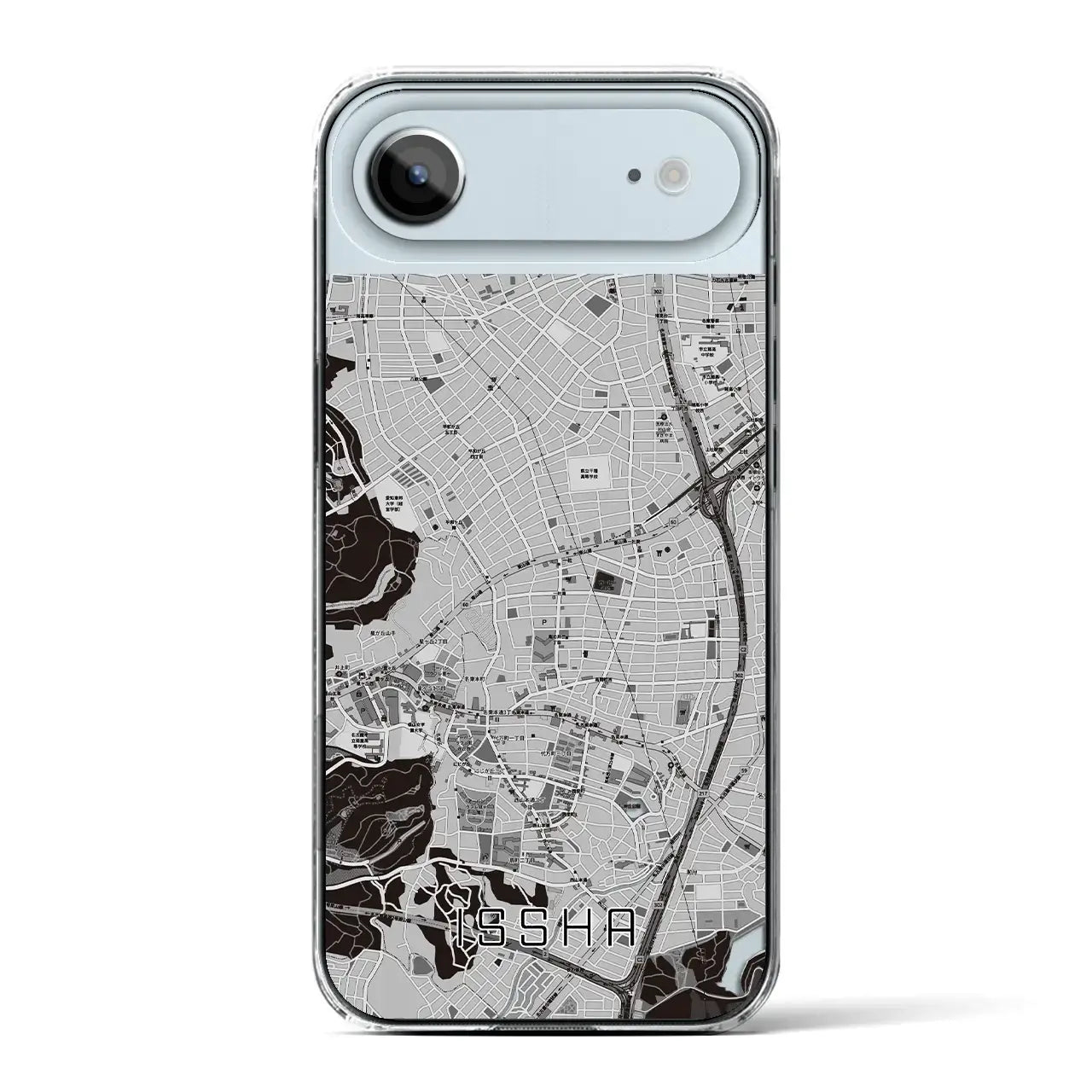 【一社（愛知県）】地図柄iPhoneケース（クリアタイプ）モノトーン・iPhone 17 Pro Max 用