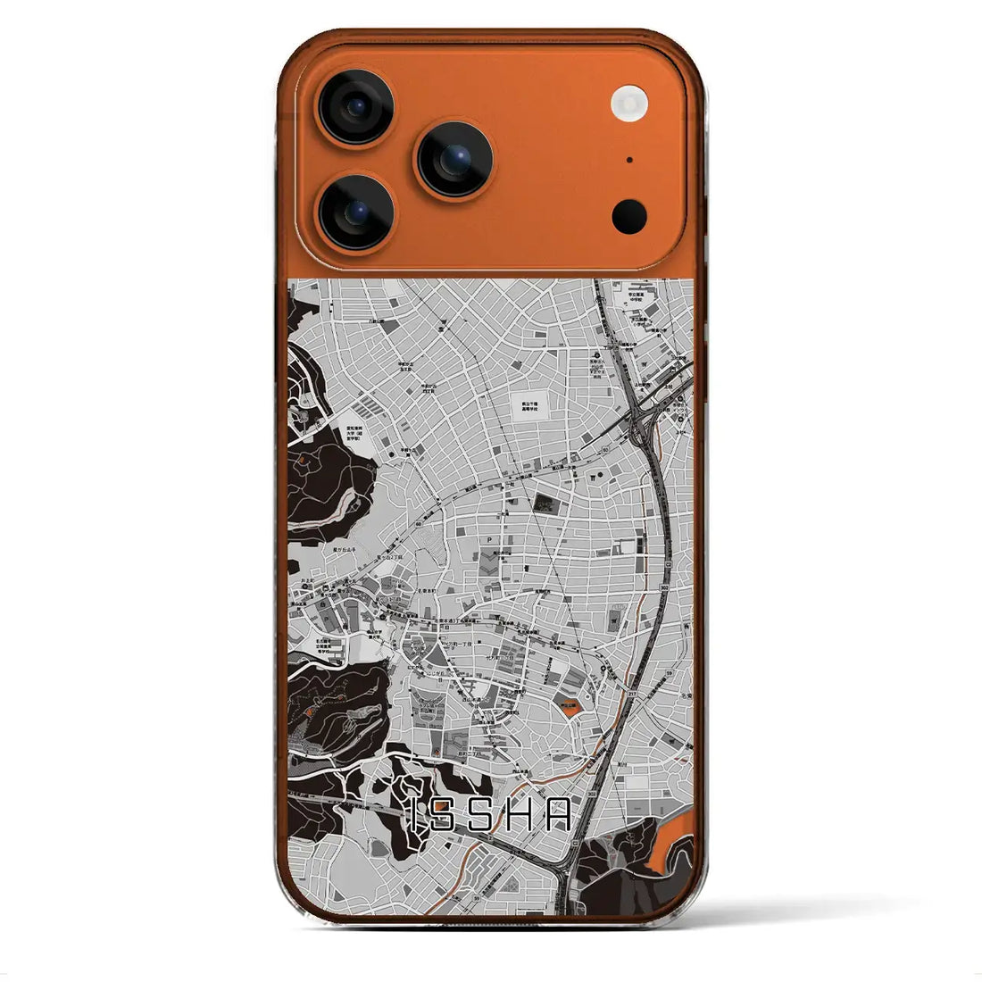 【一社(愛知県)】地図柄iPhoneケース(クリアタイプ)モノトーン・iPhone 17 Pro Max 用