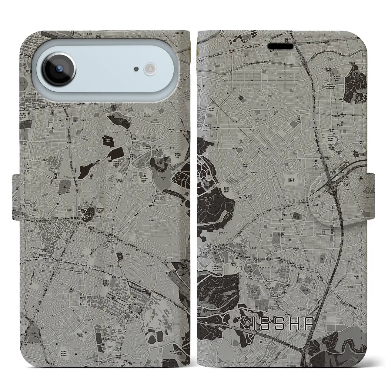 【一社（愛知県）】地図柄iPhoneケース（手帳タイプ）