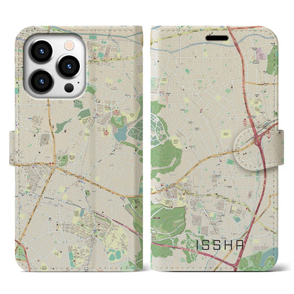 【一社（愛知県）】地図柄iPhoneケース（手帳タイプ）ナチュラル・iPhone 13 Pro 用