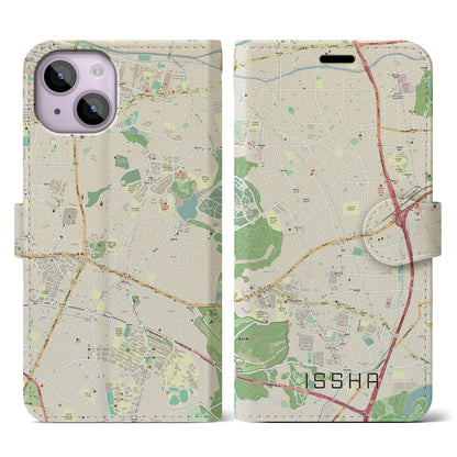 【一社（愛知県）】地図柄iPhoneケース（手帳タイプ）ナチュラル・iPhone 14 用