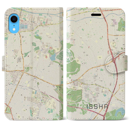 【一社（愛知県）】地図柄iPhoneケース（手帳タイプ）ナチュラル・iPhone XR 用