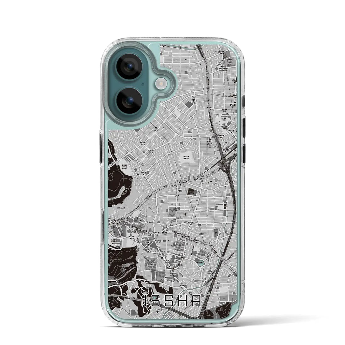 【一社（愛知県）】地図柄iPhoneケース（MagSafeタイプ）モノトーン・iPhone 16 Pro 用
