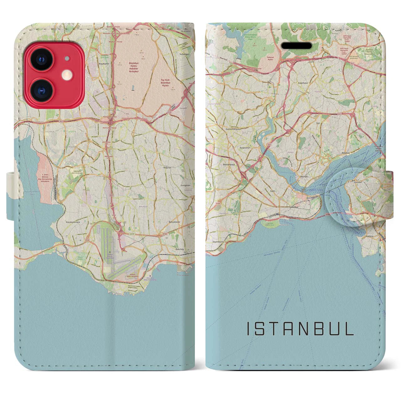 【イスタンブール（トルコ）】地図柄iPhoneケース（手帳タイプ）ナチュラル・iPhone 11 用