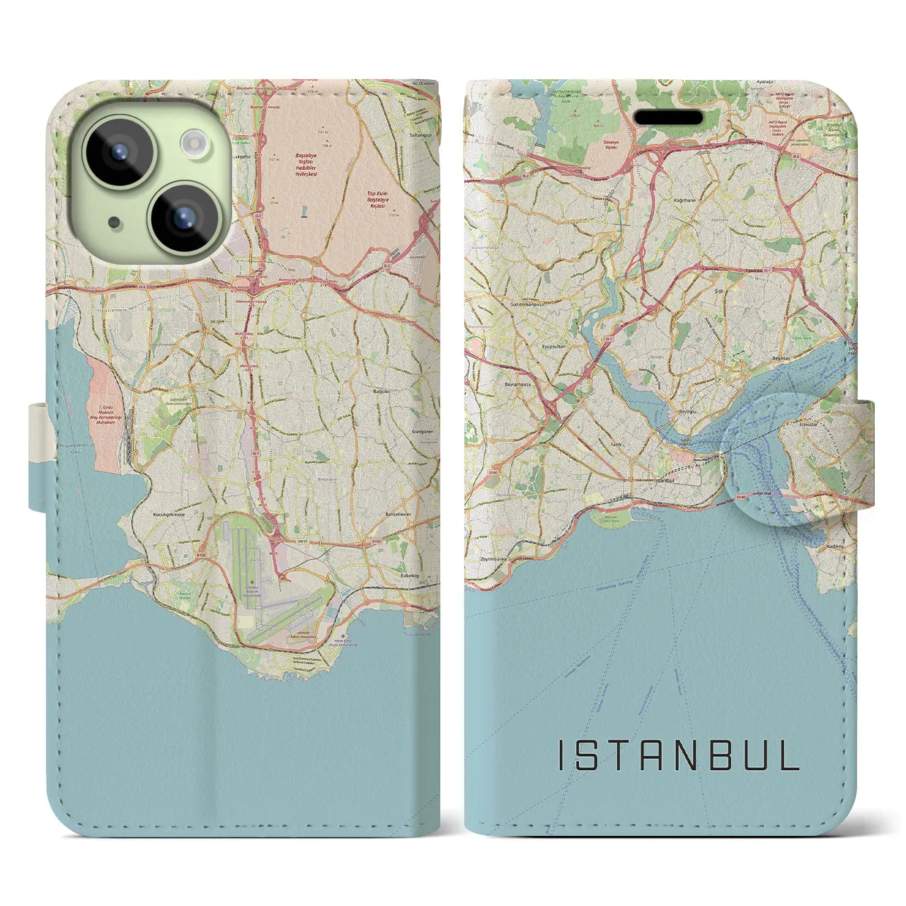 【イスタンブール（トルコ）】地図柄iPhoneケース（手帳タイプ）ナチュラル・iPhone 15 用