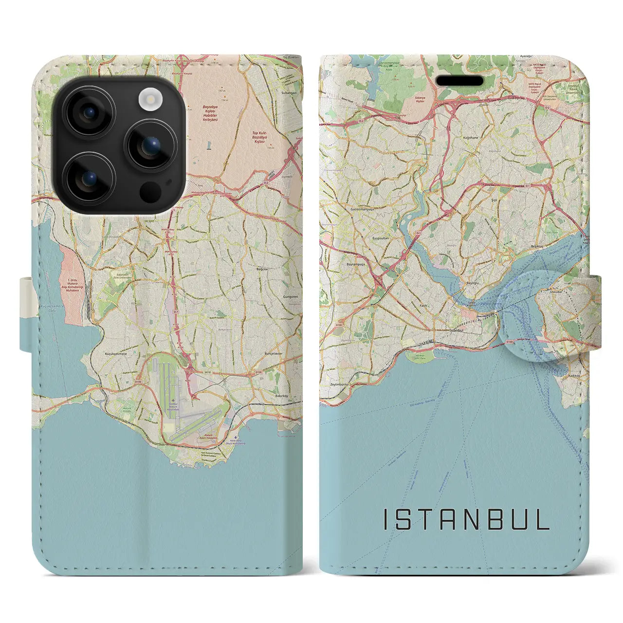 【イスタンブール（トルコ）】地図柄iPhoneケース（手帳タイプ）ナチュラル・iPhone 16 用