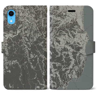 【いすみ（千葉県）】地図柄iPhoneケース（手帳タイプ）モノトーン・iPhone XR 用