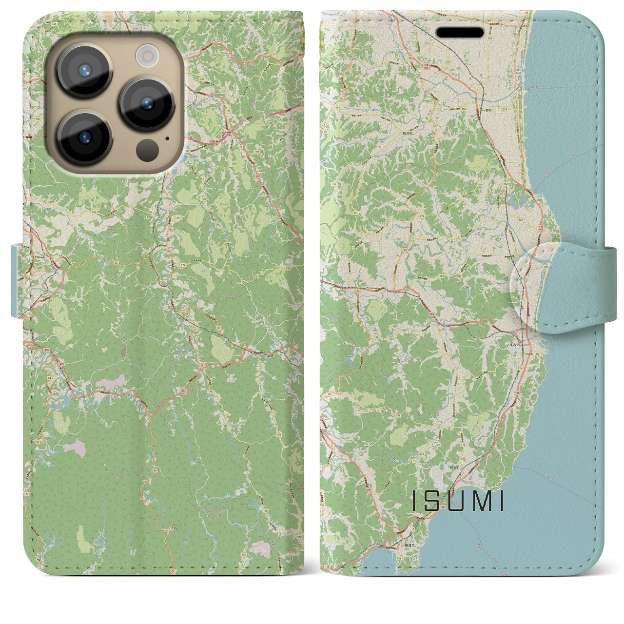 【いすみ（千葉県）】地図柄iPhoneケース（手帳タイプ）ナチュラル・iPhone 14 Pro Max 用