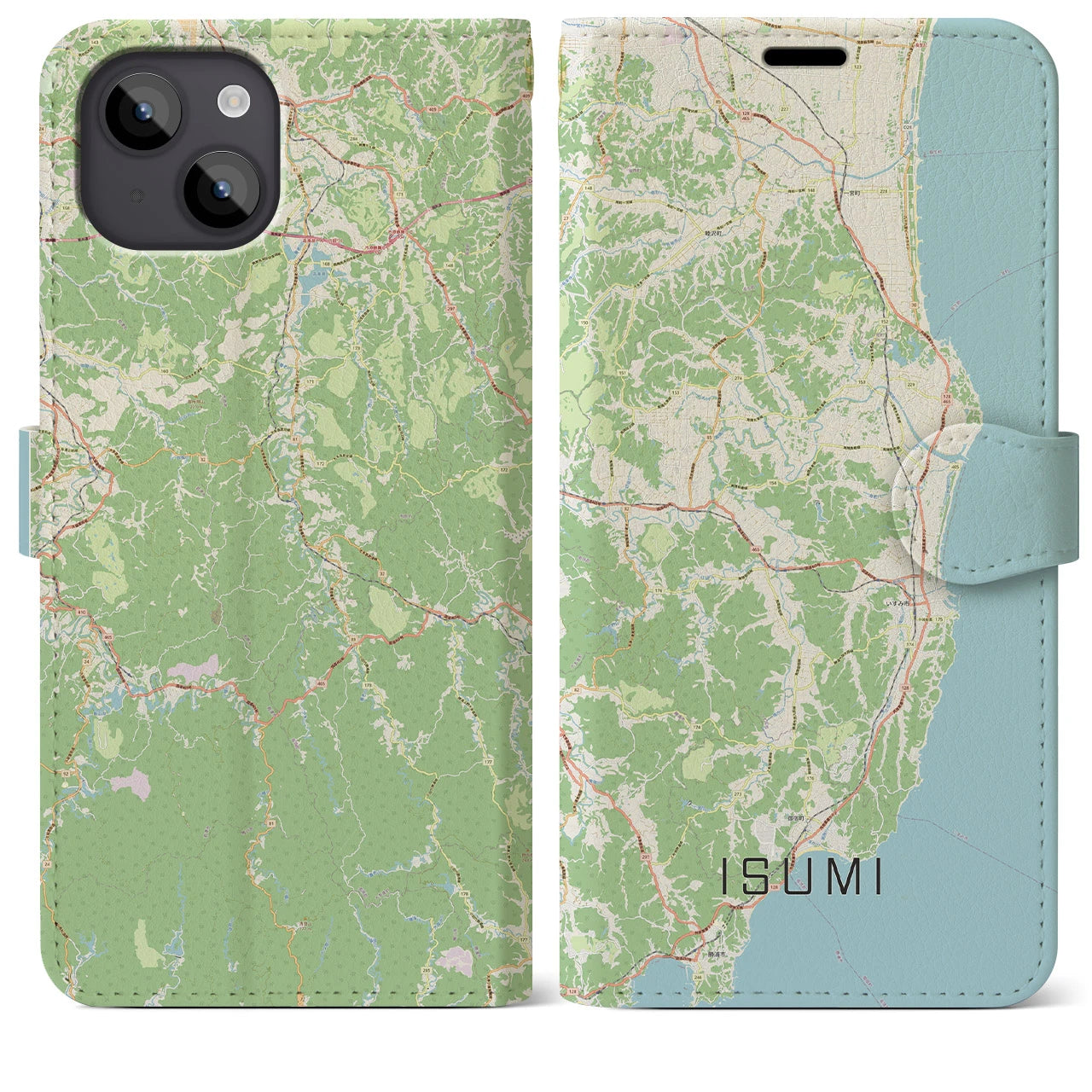 【いすみ（千葉県）】地図柄iPhoneケース（手帳タイプ）ナチュラル・iPhone 14 Plus 用